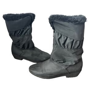 Walkables Comfort Shoes Black Front Zip Lined Winter Heel Boots Size 9